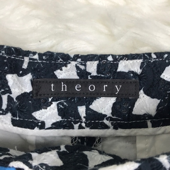 Theory black and white patterned cotton shorts - Picture 5 of 6